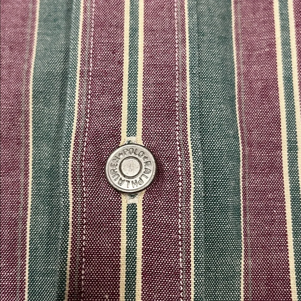 Vintage Polo by Ralph Lauren green and maroon shirt with metal buttons size med